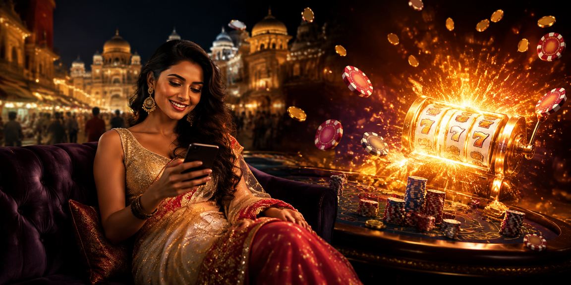 Indian player enjoying slots on mobile at v55