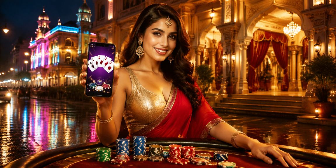 Neon themed Indian slots gaming at v55